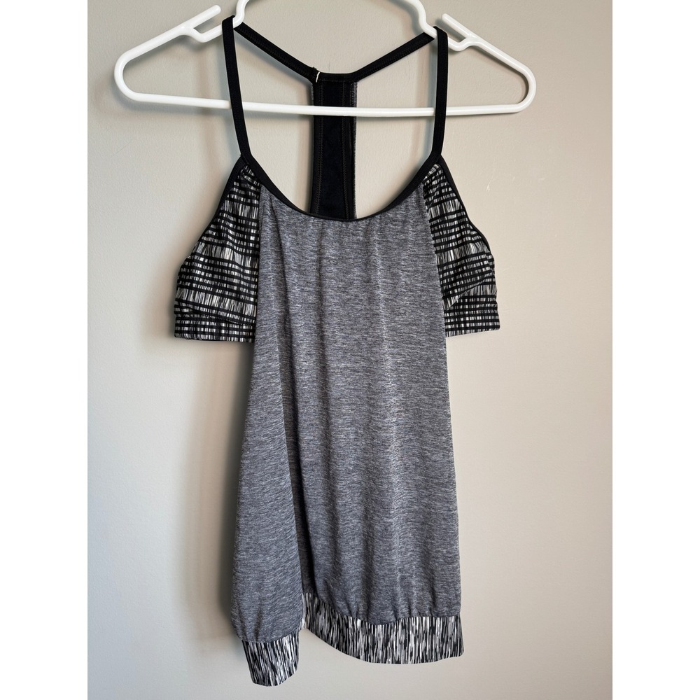 Nike 2-in-1 Racerback Tank Top Built-in Sports Bra L Gray Athletic Workout‎ Gym